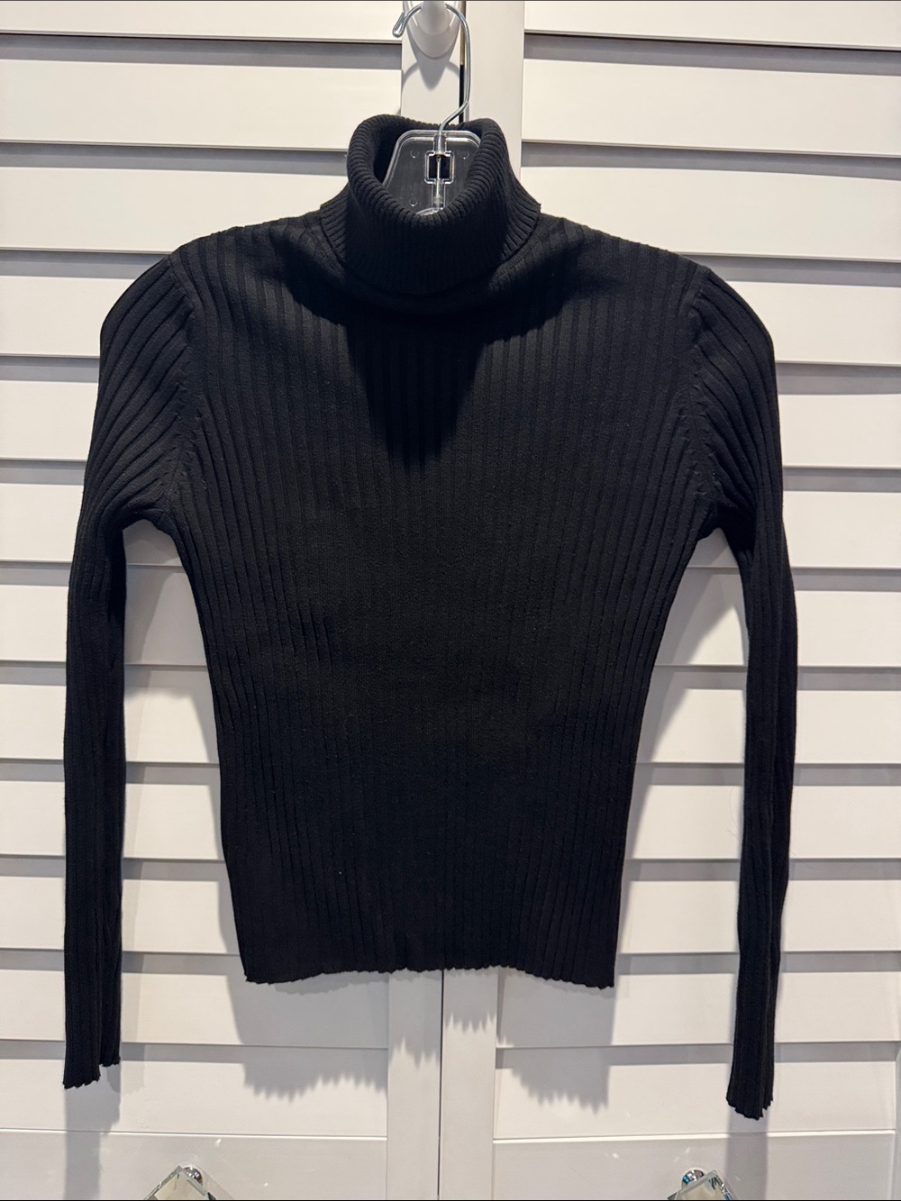 Express Black Ribbed Turtleneck Sweater in 100% Cotton. - Picture 2 of 9